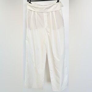 ZARA | White Mid-Waist Wide Leg Pleated Pants